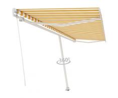 vidaXL Auvent manuel rétractable sur pied 500x350 cm Jaune/Blanc