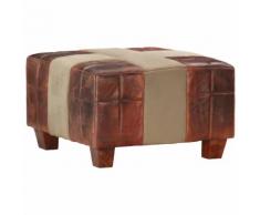 vidaXL Tabouret 1 place Marron foncé et gris Cuir véritable de chèvre
