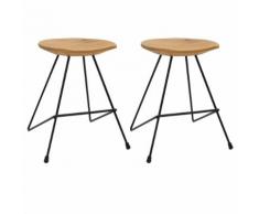 vidaXL Tabourets 2 pcs Bois de teck massif