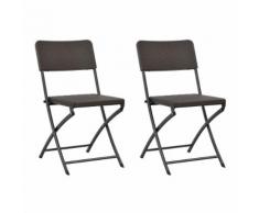 vidaXL Chaises pliables de jardin 2 pcs PEHD et acier