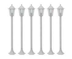 vidaXL Lampe de jardin à piquet 6 pcs E27 110 cm Aluminium Blanc