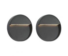 vidaXL 2 pcs Appliques murales LED d'extérieur 3 W Noir Rond
