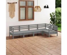 vidaXL Salon de jardin 5 pcs Bois de pin massif Gris