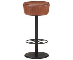 vidaXL Tabouret de bar Marron Cuir véritable