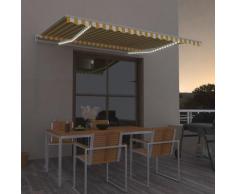 vidaXL Auvent manuel rétractable avec LED 400x300 cm Jaune et blanc