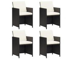 vidaXL Chaises de jardin 4 pcs Résine tressée Noir