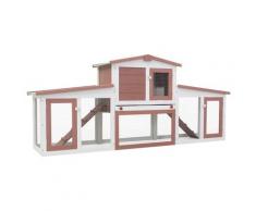 vidaXL Clapier large d'extérieur Marron et blanc 204x45x85 cm Bois