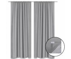 vidaXL Rideau occultant 2 pcs Double couche 140 x 245 cm Gris