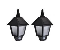 vidaXL Appliques murales solaires 2 pcs avec capteur de mouvement Noir
