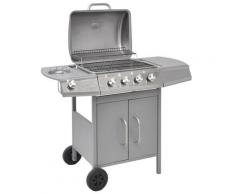 vidaXL Barbecue au gaz 4+1 zone de cuisson Argenté