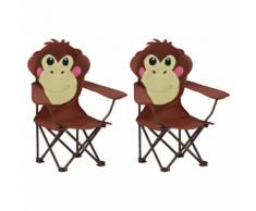 vidaXL Chaises de jardin pour enfants 2 pcs Marron Tissu