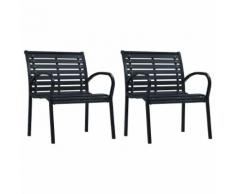 vidaXL Chaises de jardin 2 pcs Noir Acier et WPC