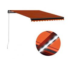 vidaXL Auvent manuel rétractable avec LED 300x250 cm Orange et marron