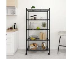 vidaXL Étagère de rangement 5 niveaux roues 75x35x155 cm Noir 250 kg