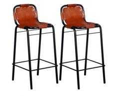 vidaXL Tabourets de bar 2 pcs Cuir véritable