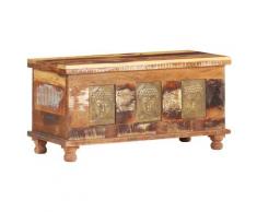 vidaXL Boîte de rangement revêtement Bouddha 90x35x45 cm Bois recyclé