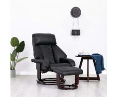 vidaXL Fauteuil TV avec repose-pied Noir Similicuir
