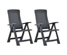 vidaXL Chaises inclinables de jardin 2 pcs Plastique Anthracite