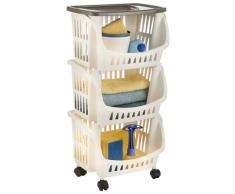 vidaXL Chariot de cuisine Blanc et taupe