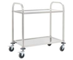 vidaXL Chariot de cuisine à 2 niveaux 87x45x83,5 cm Acier inoxydable
