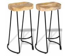 vidaXL Tabourets de bar 2 pcs Bois de manguier massif