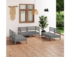vidaXL Salon de jardin 6 pcs Gris Bois de pin massif