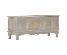 vidaXL Boîte de rangement Gris 100x38x45 cm Bois de manguier solide