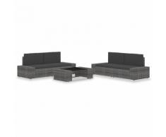 vidaXL Salon de jardin 5 pcs Résine tressée Gris