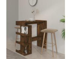 vidaXL Table de bar et étagère de rangement Chêne fumé 100x50x101,5 cm