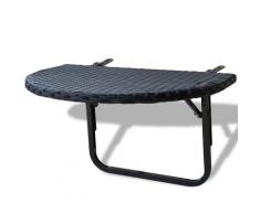 vidaXL Table de balcon 60x60x32 cm Noir Résine tressée