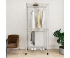 vidaXL Porte-manteau 2 niveaux avec roues 90x45x198 cm Chrome 100 kg