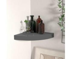 vidaXL Étagère d'angle flottante Gris brillant 25x25x3,8 cm MDF