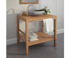 vidaXL Meuble-lavabo de salle de bains Teck massif 74x45x75 cm