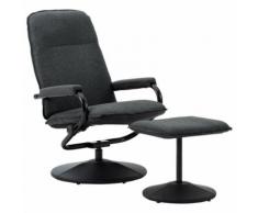 vidaXL Fauteuil inclinable avec repose-pied Gris foncé Tissu