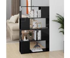 vidaXL Bibliothèque/Séparateur de pièce Noir brillant 80x24x124,5 cm