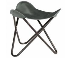 vidaXL Tabouret papillon Gris Cuir véritable