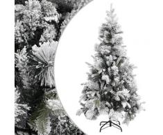 vidaXL Sapin de Noël à flocons de neige et pommes de pin 225 cm PVC/PE
