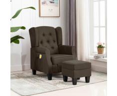 vidaXL Fauteuil de massage avec repose-pied Marron Tissu
