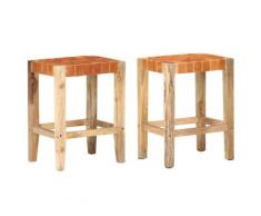 vidaXL Tabourets de bar 2 pcs Marron Cuir véritable 60 cm