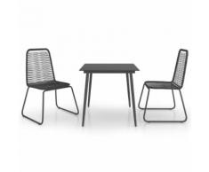 vidaXL Salon de jardin 3 pcs Rotin PVC Noir