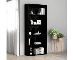 vidaXL Bibliothèque à 5 niveaux Noir brillant 80x30x189 cm Aggloméré