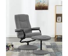 vidaXL Fauteuil inclinable avec repose-pied Gris clair Tissu