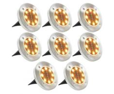 vidaXL Lampe solaire de sol 8 pcs Lumière LED Blanc chaud