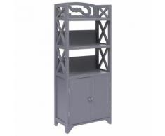 vidaXL Armoire de salle de bain Gris 46x24x116 cm Bois de Paulownia