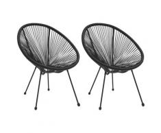 vidaXL Chaises de jardin en forme de lune 2 pcs Rotin Noir