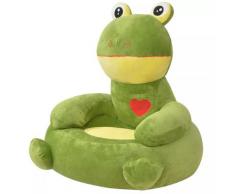 vidaXL Chaise pour enfants en peluche Grenouille Verte