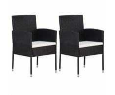 vidaXL Chaise de jardin 2 pcs Résine tressée Noir