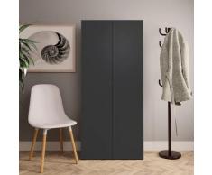 vidaXL Armoire à chaussures Gris 80 x 35,5 x 180 cm Aggloméré