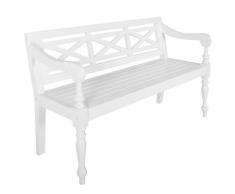 vidaXL Banc Batavia 123 cm Bois d'acajou massif Blanc