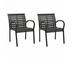 vidaXL Chaises de jardin 2 pcs Acier et WPC Noir